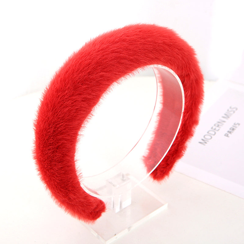 Newest high-grade Faux Fur sponge filled headbands factory wholesale cheap girl winter wear thick Plush hair band