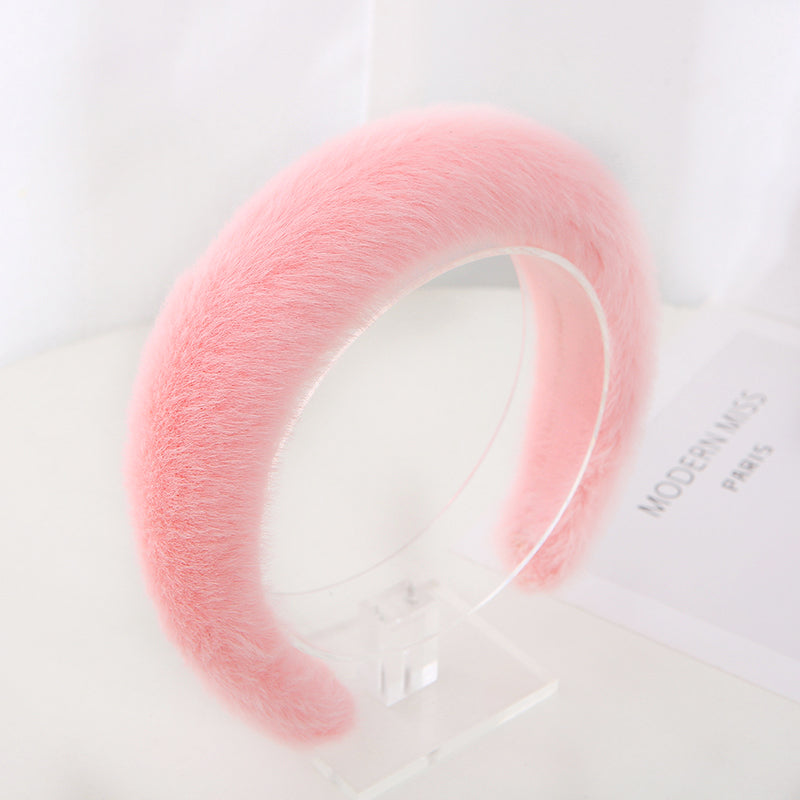 Newest high-grade Faux Fur sponge filled headbands factory wholesale cheap girl winter wear thick Plush hair band