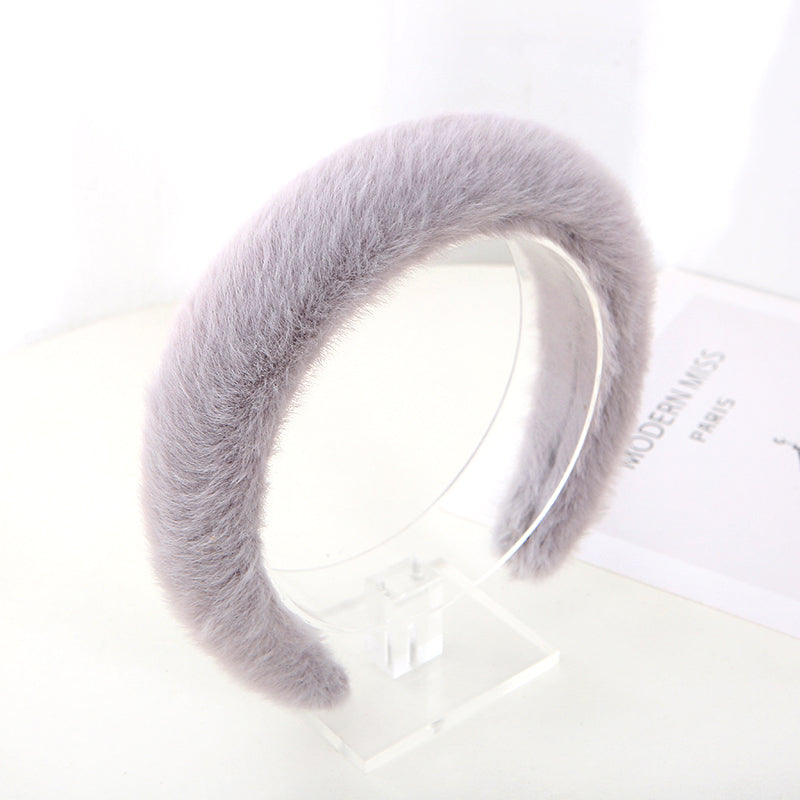 Newest high-grade Faux Fur sponge filled headbands factory wholesale cheap girl winter wear thick Plush hair band