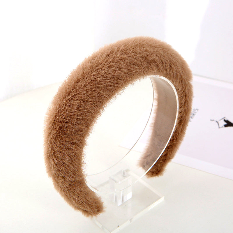 Newest high-grade Faux Fur sponge filled headbands factory wholesale cheap girl winter wear thick Plush hair band