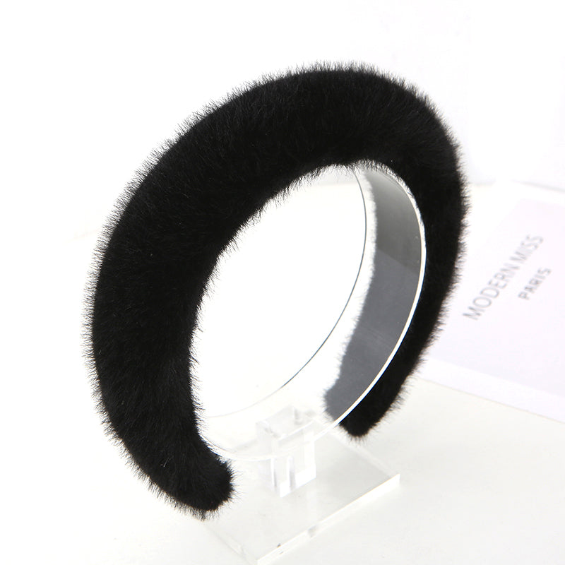 Newest high-grade Faux Fur sponge filled headbands factory wholesale cheap girl winter wear thick Plush hair band