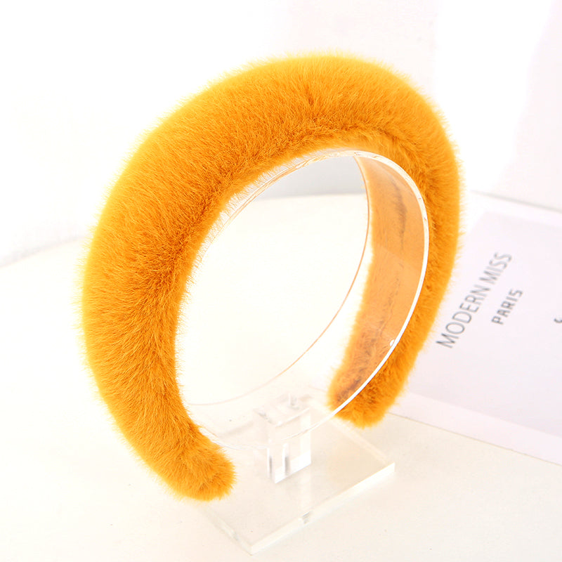 Newest high-grade Faux Fur sponge filled headbands factory wholesale cheap girl winter wear thick Plush hair band