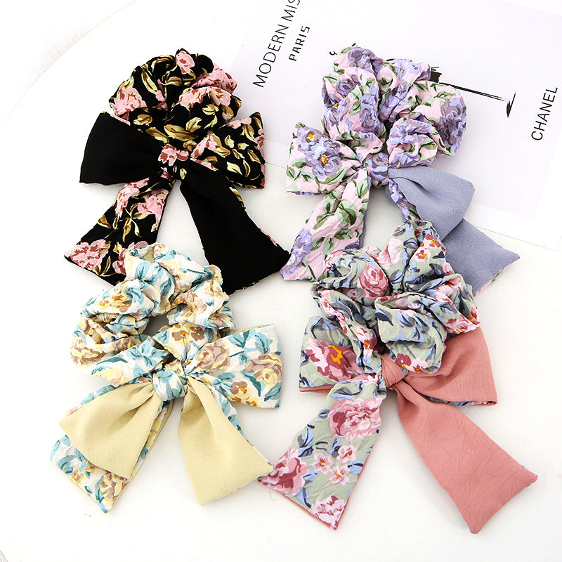 Fashion printing fabric Korean Double Bowknot Hair band Women Hair Accessories Spring Girls Hairbands bow Twisted Wide Headbands