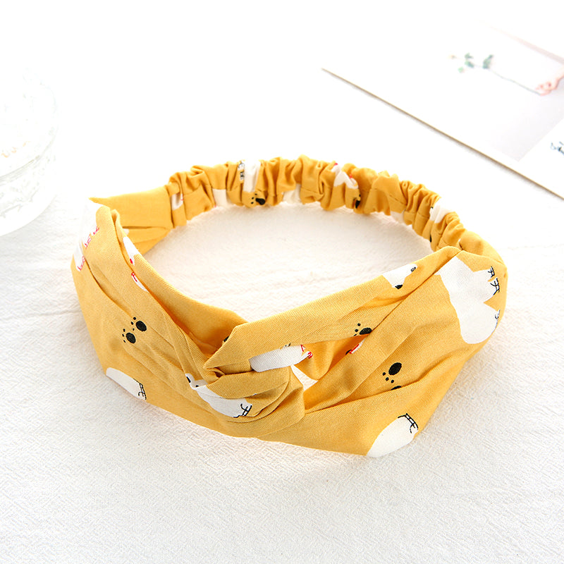 Fashion crown and rabbit Printed Pattern Elastic Girls Hairband bow kink headband hair band for kids elastic baby girl cotton cloth hair band