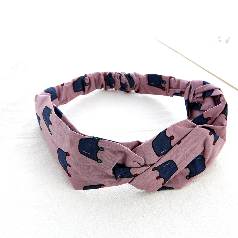 Fashion crown and rabbit Printed Pattern Elastic Girls Hairband bow kink headband hair band for kids elastic baby girl cotton cloth hair band