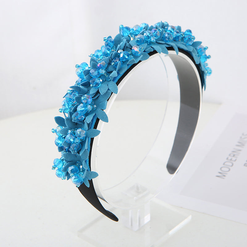 6 Colors New fashion designer cloth crystal hair hoop on hair band bling flowers girls headband accesories