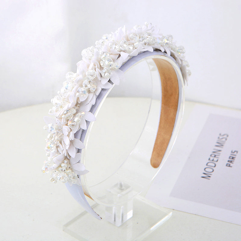 6 Colors New fashion designer cloth crystal hair hoop on hair band bling flowers girls headband accesories