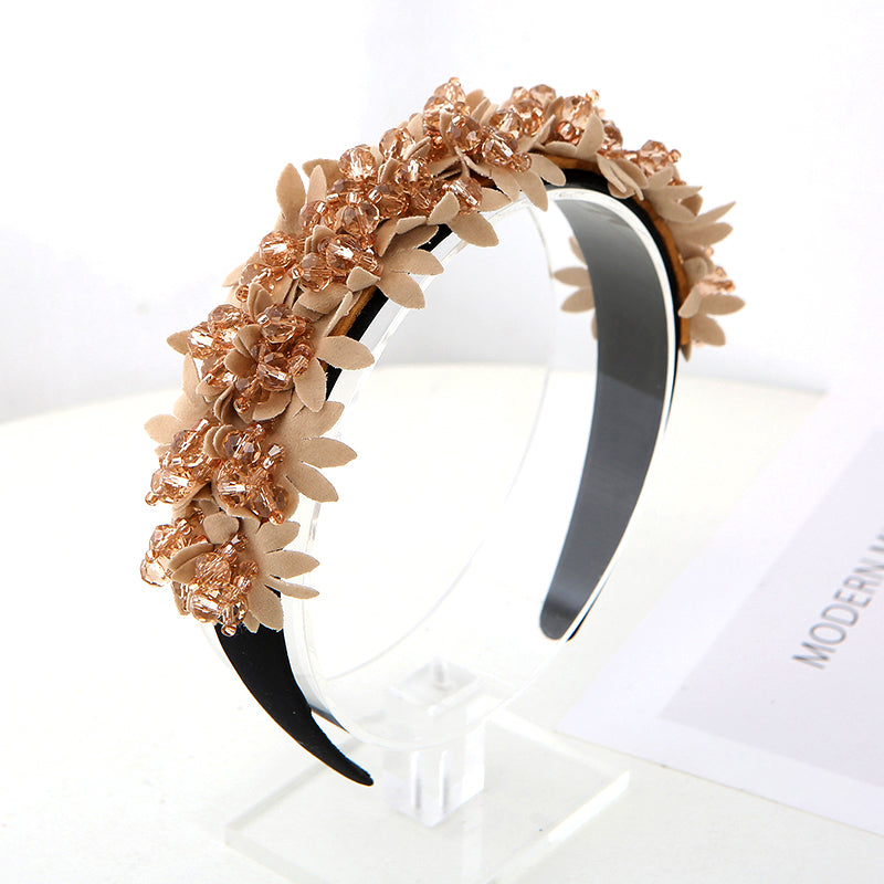 6 Colors New fashion designer cloth crystal hair hoop on hair band bling flowers girls headband accesories